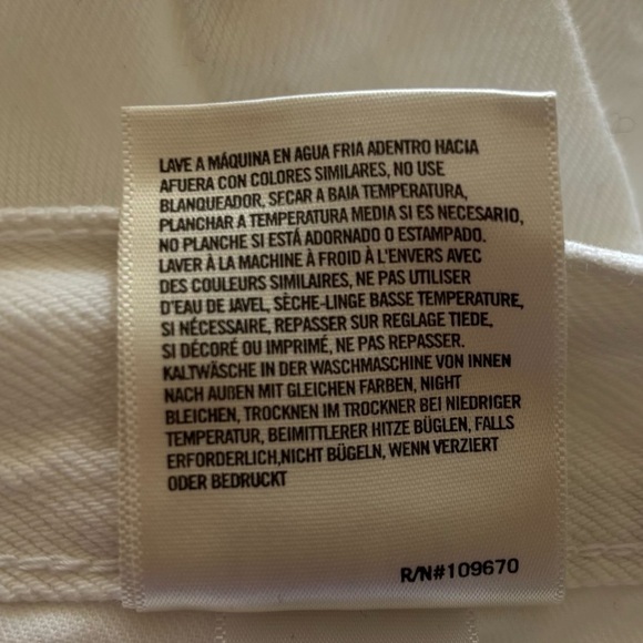 Agolde Riley Slant White Denim High Rise Straight Cropped Ripped Jeans EUC Sz 26 - Picture 7 of 10